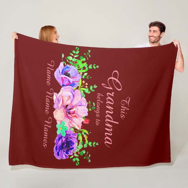 Add or Edit Names - This Grandma belongs to Floral Fleece Blanket (In Situ)