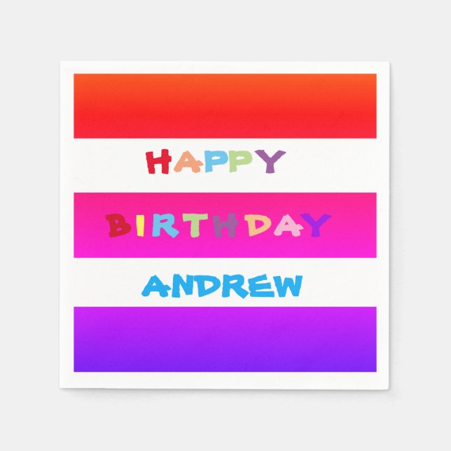 ADD OWN NAME Cocktail Happy Birthday Paper Napkins (Front)