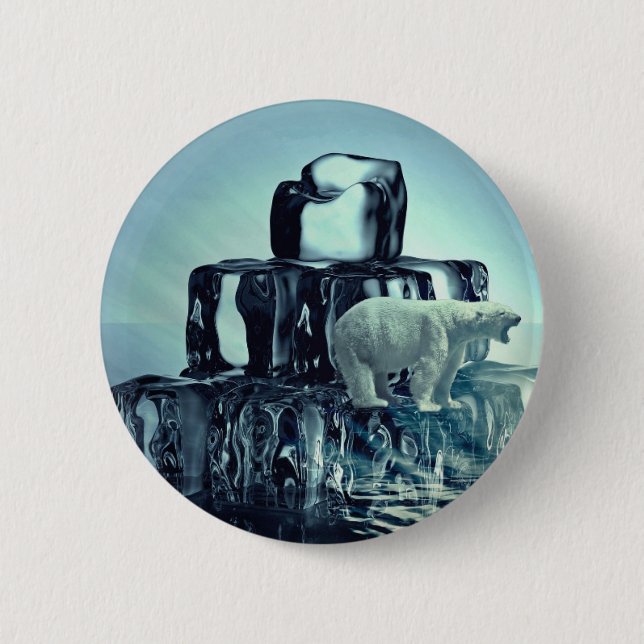 Add Own SLOGAN To Save Arctic Polar Bear Planet 6 Cm Round Badge (Front)