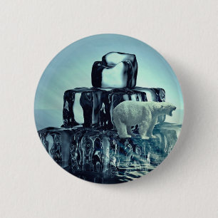 Add Own SLOGAN To Save Arctic Polar Bear Planet 6 Cm Round Badge