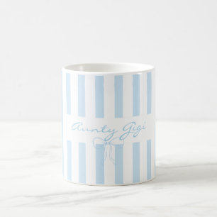 Add Own Text Aunty baby blue striped Coffee Mug