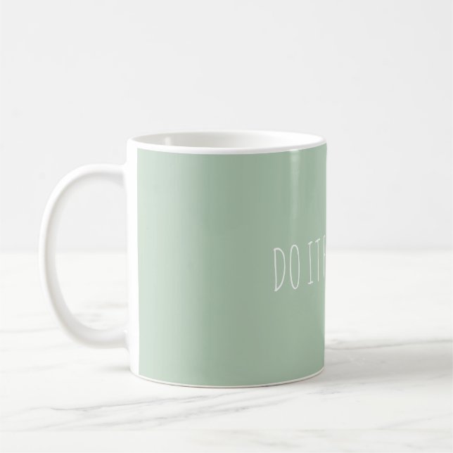 ADD OWN TEXT CUSTOM PRETTY GREEN COLOR COFFEE MUG (Left)