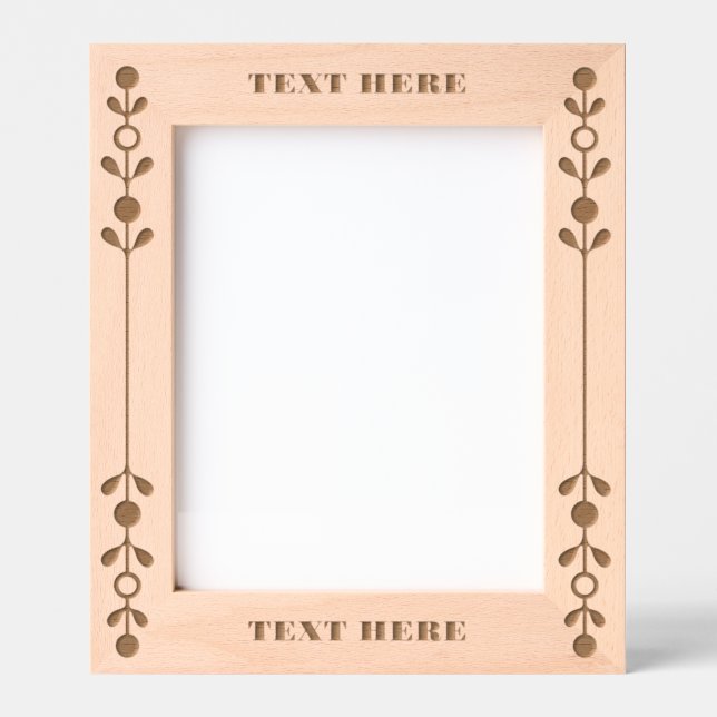 ADD OWN TEXT Floral Etched picture frame  (Front)