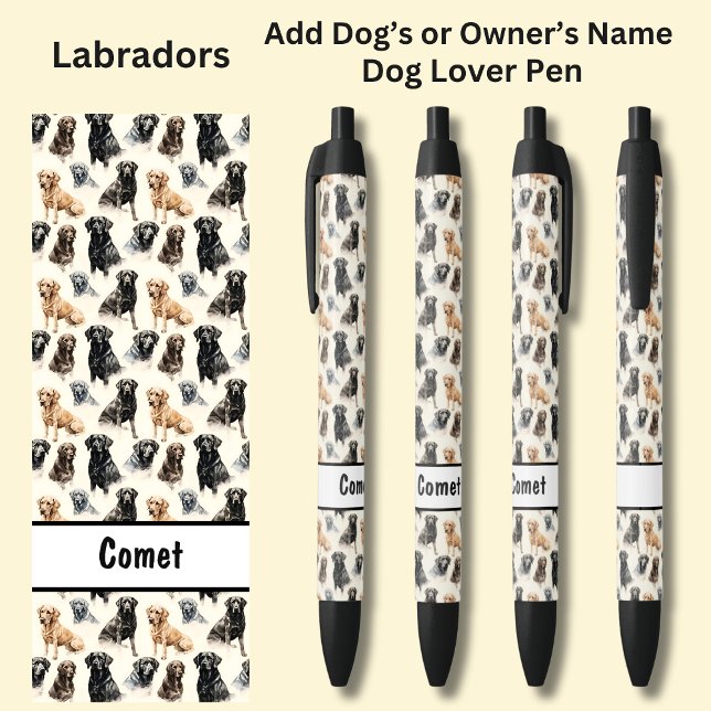 Add Owner's or Dog's Name, Labradors Black Ink Pen (Creator Uploaded)