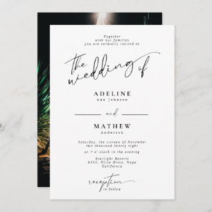 Add Personalised Photo Modern Script Wedding  Invitation