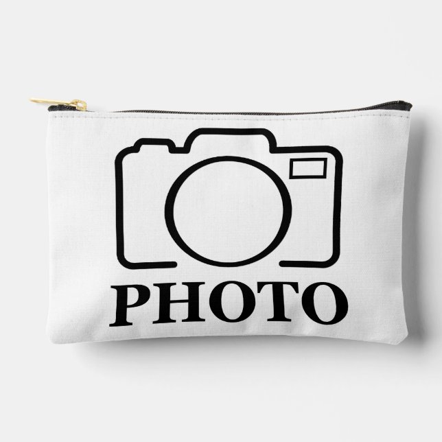 Add Personalised Photo Wedding Modern Cute Elegant Accessory Pouch (Front)