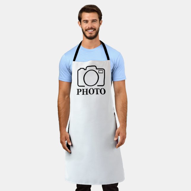 Add Personalised Photo Wedding Modern Cute Elegant Apron (Worn)