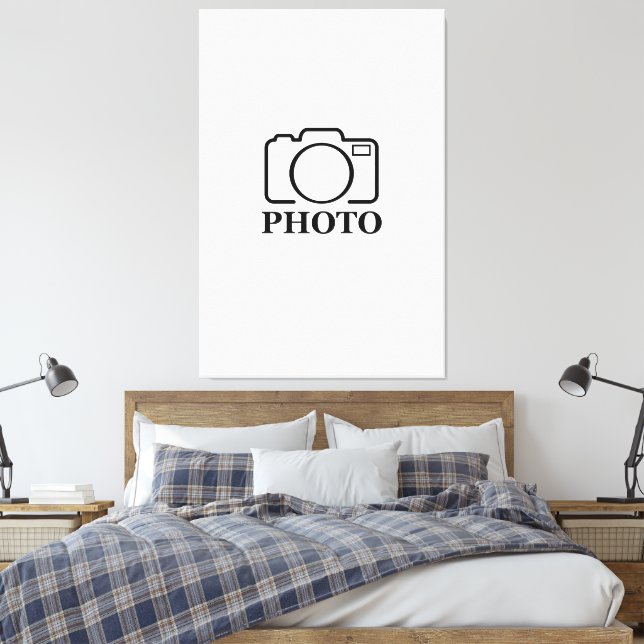 Add Personalised Photo Wedding Modern Cute Elegant Canvas Print (Insitu(Bedroom))