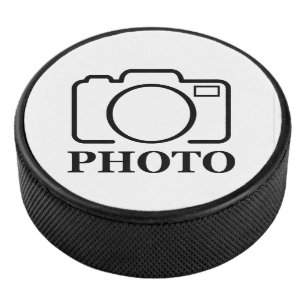 Add Personalised Photo Wedding Modern Cute Elegant Hockey Puck