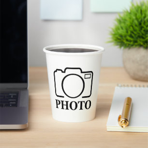 Add Personalised Photo Wedding Modern Cute Elegant Paper Cups