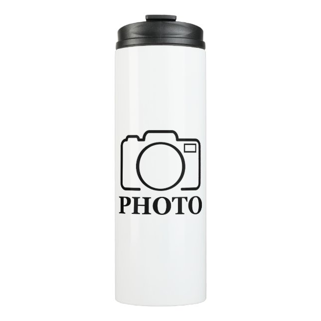 Add Personalised Photo Wedding Modern Cute Elegant Thermal Tumbler (Front)