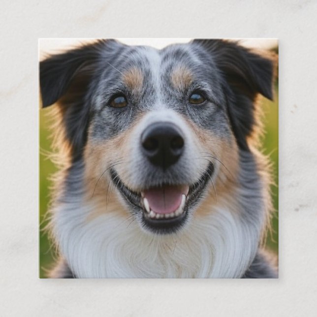 Add Pet Photo Customise Square Business Card (Front)