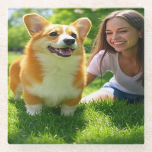 Add Pet Photo Personalise Customise Glass Coaster