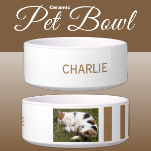 Add photo and name white and brown bowl
