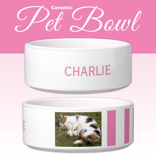 Add photo and name white and pink bowl