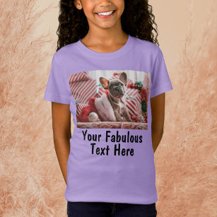 Add Photo and Text Custom Lavender Girls' T-Shirt