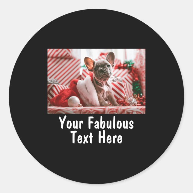 Add Photo And Text V Neck Red  Classic Round Sticker (Front)
