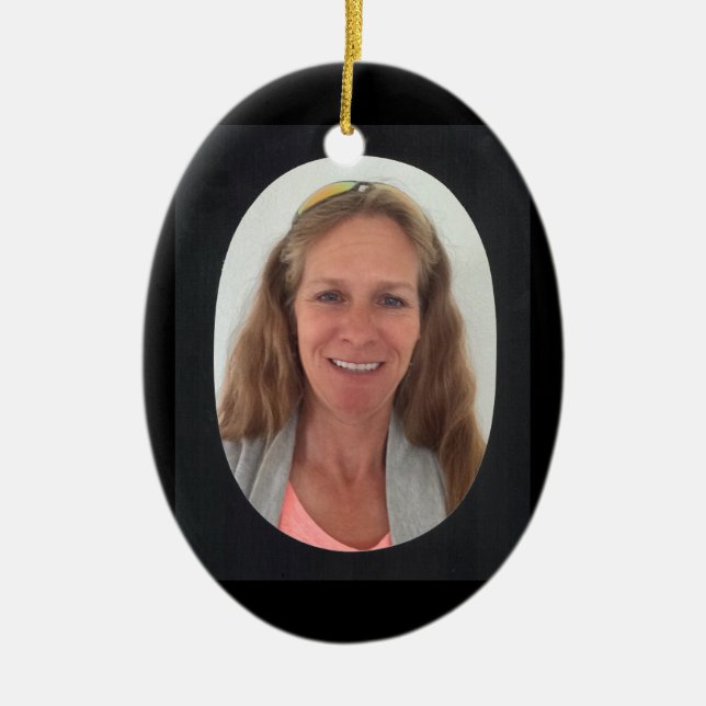 Add Photo Black Oval Frame Ceramic Tree Decoration (Front)