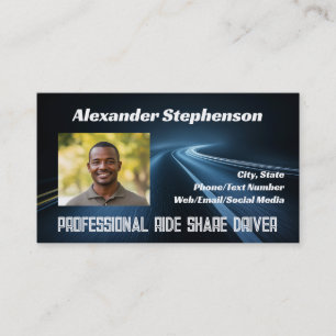 Add Photo Car Driving Lyft Uber Driver Rideshare Business Card