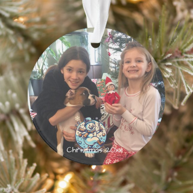 Add Photo Christmas with Dancing Snowman Ornament (Tree)
