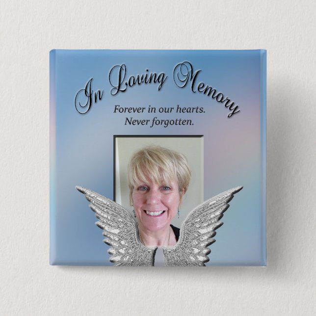 Add Photo Custom Memorial 15 Cm Square Badge (Front)