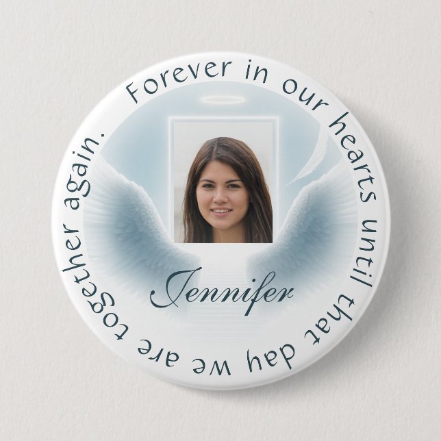 Add Photo Custom Memorial Beautiful Design 7.5 Cm Round Badge (Front)