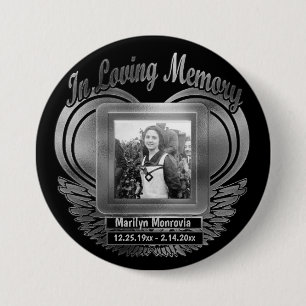 Add Photo Custom Memorial Heart Gold Button