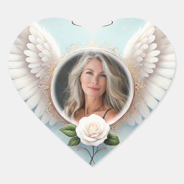 Add Photo Custom Memorial Heart Sticker (Front)