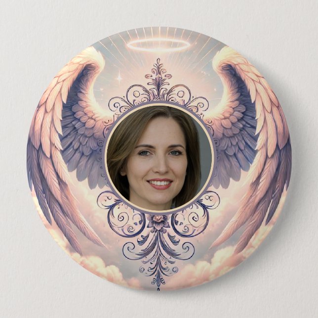 Add Photo Custom Memorial Pastel 10 Cm Round Badge (Front)