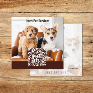 Add Photo Custom Pet QR Code Square Business Cards