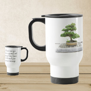 Add Photo, Custom Text, Bonsai Tree 15oz White Travel Mug