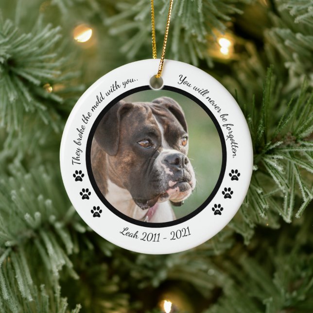 Add Photo Dog Personalised Pet Memorial Christmas Ceramic Tree Decoration (Tree)