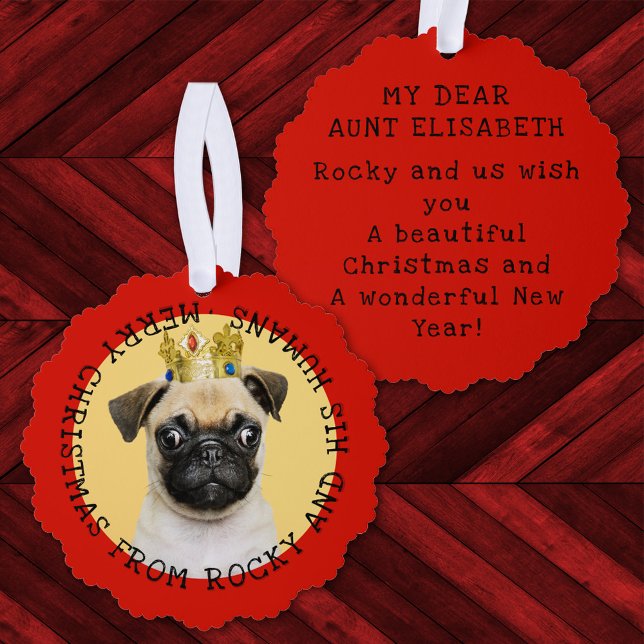  Add Photo Funny Christmas Cat Keepsake Yearly Pet Tree Decoration Card (Creator Uploaded)