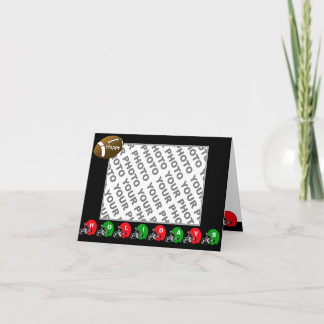 Add Photo Happy Holidays Card Football Helmet (Front)