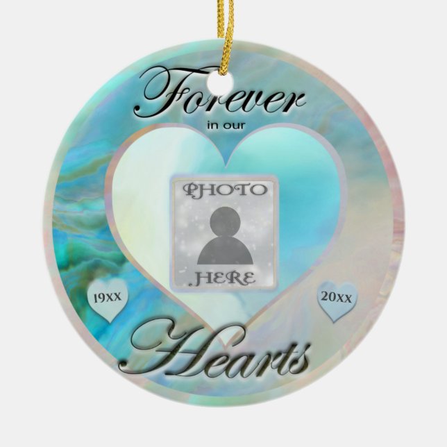 Add Photo Heart Memorial Ceramic Tree Decoration (Front)