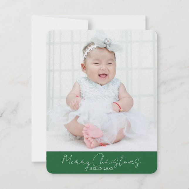 Add Photo Merry Christmas Cards with Tree Design (Front)