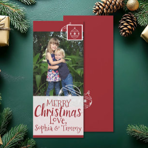 Add Photo Modern Ornament Merry Christmas Card
