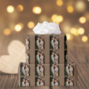 Add Photo Monogram Wedding Couple Wrapping Paper