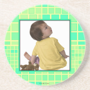 Add Photo Mosaic Coaster Square Pastel Green