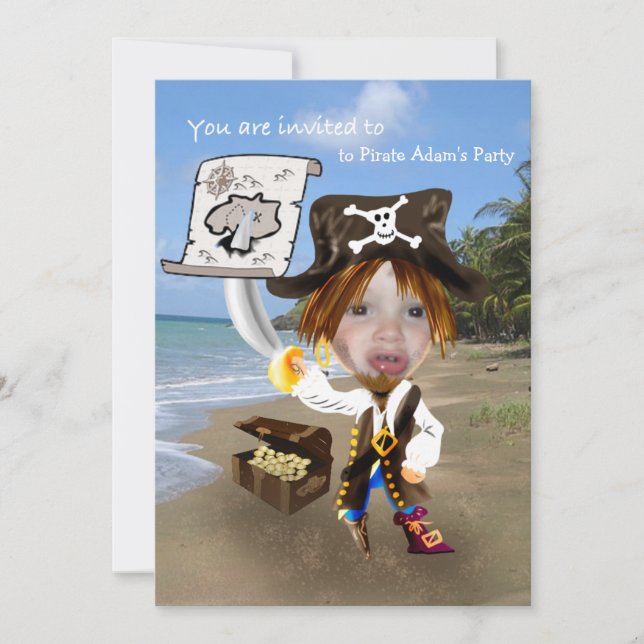 Add Photo - personalised pirate caricature Invitation (Front)
