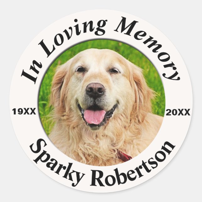 Add Photo Pet Memorial Classic Round Sticker (Front)