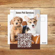 Add Photo Pet QR Code Business Postcard