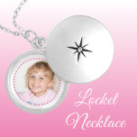 Add photo pink and white personalised locket necklace<br><div class="desc">Personalised locket necklace gift.
Replace the photo with your own.
Pink and white.</div>