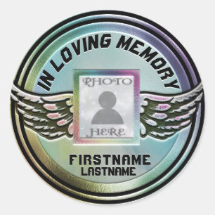 Add Photo Rainbow Memorial Classic Round Sticker