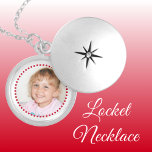Add photo red and white personalised locket necklace<br><div class="desc">Personalised locket necklace gift.
Replace the photo with your own.
Red and white.</div>