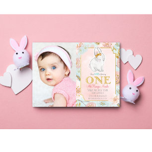ADD PHOTO - Some Bunny 1st Birthday Invitation