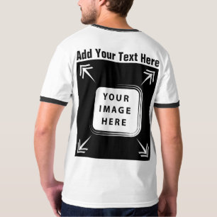 Add Photo Text Custom Template Front Back Sided T-Shirt
