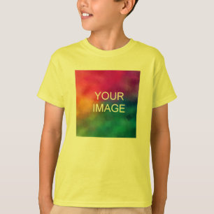 Add Photo Text Name Youth Boys Front Print Yellow T-Shirt