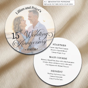 Add Photo Text Overlay 15th Wedding Anniversary Menu