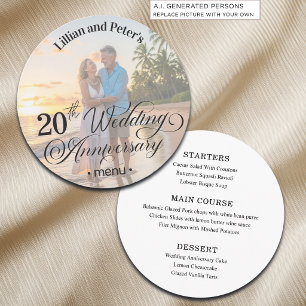Add Photo Text Overlay 20th Wedding Anniversary Menu